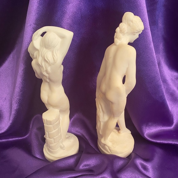 Two/Set Vintage Grecian Style Figurines - 2” base and 9” tall. - Picture 2 of 7
